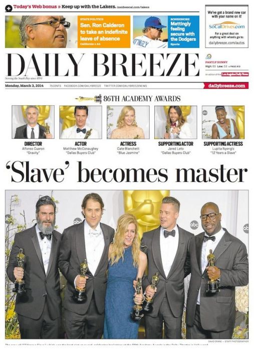 Daily-Breeze-racist-12-Years-A-Slave-headline-March-2014