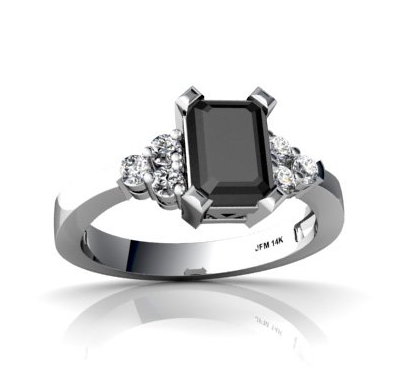 Genuine Black Onyx 14kt White Gold timeless Ring