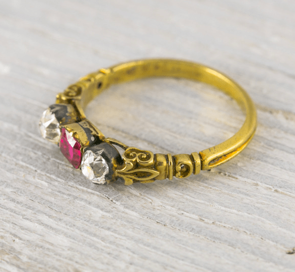 Vintage Gold and Ruby Victorian Engagement Ring
