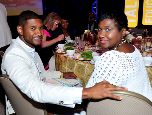 Usher Sits With His Mom