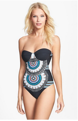 Printed Strapless One Piece Swimsuit
