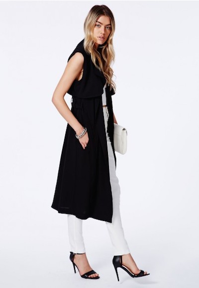 Black Sleeveless Trench Coat