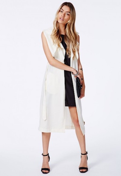 White Sleeveless Trench Coat