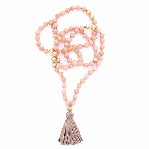 Knotted Pink Aventurine & Tassel