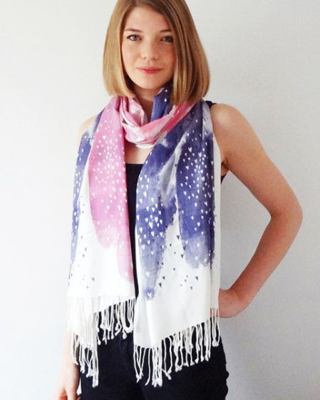 Artsy Modern Bonbi Forest Little Lovers Scarf in Berry