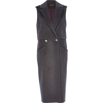Dark Grey Sleeveless Coat