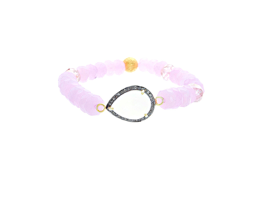 Blaine Bowen Moonstone Pave Diamond & Pink Tourmaline Beaded Bracelet
