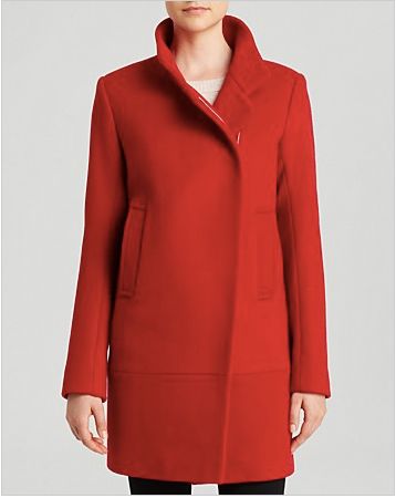 Red Asymmetrical Front Coat