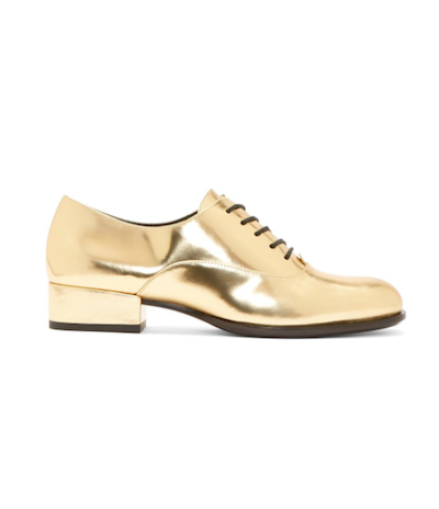 Gold Leather Oxfords