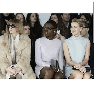 Lupita Nyong’o Front Row with Anna Wintour