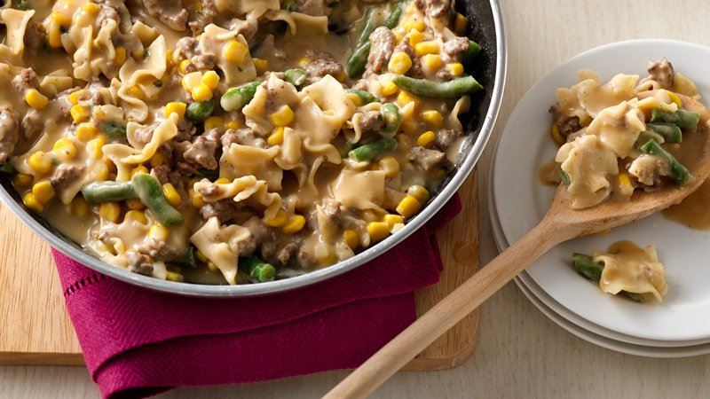 Corn and Green Bean Beef Stroganoff