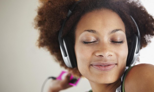 Woman listening to music