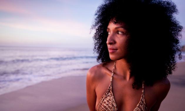 Black woman at the beach