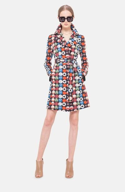 Record Print Trench Coat