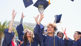 Graduates Throwing Caps
