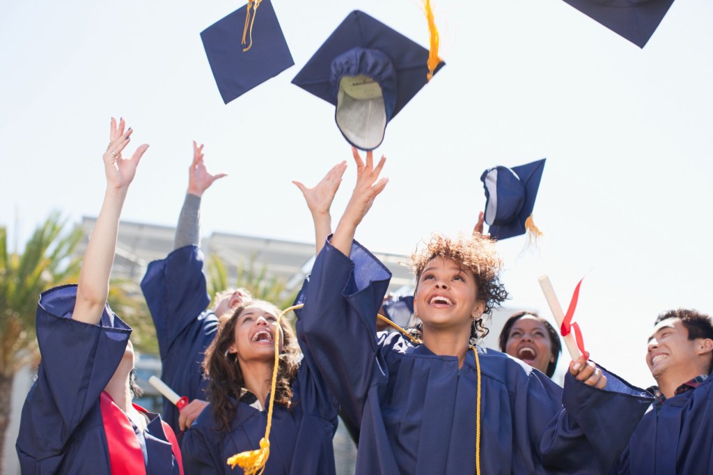 Graduates Throwing Caps