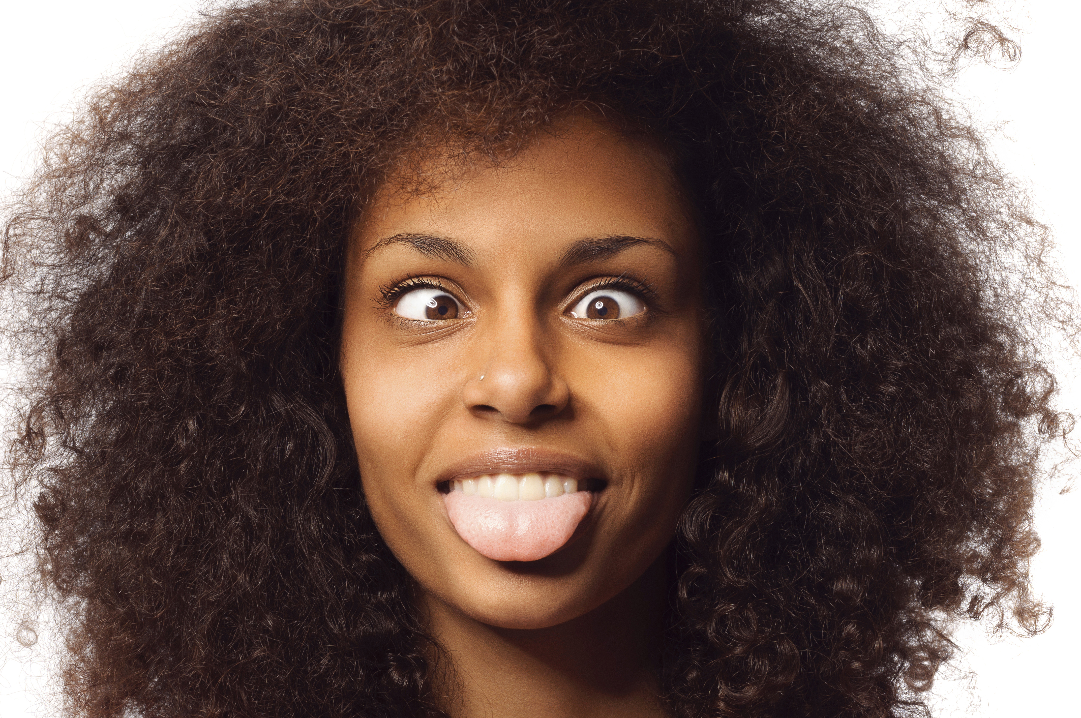 Black girl making funny face