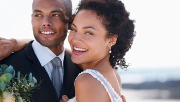 South Africa, Cape Town, Portrait of newly wed couple