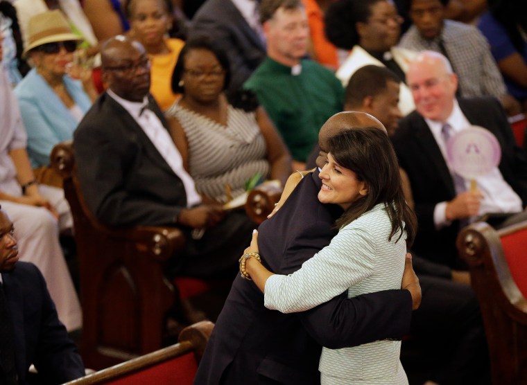 SC Governor Nikki Haley Comforts Parishoner