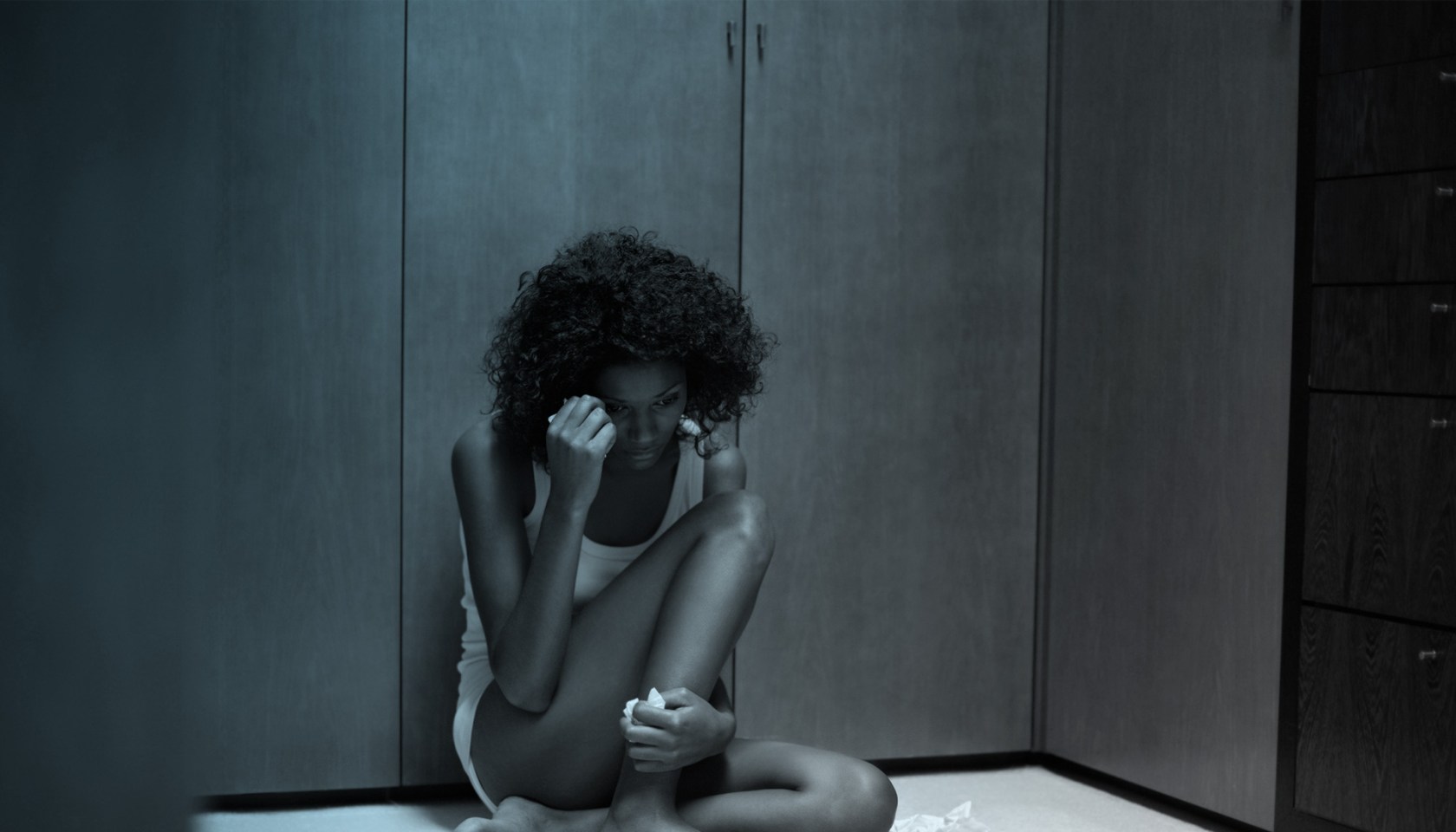 crying woman - filtered