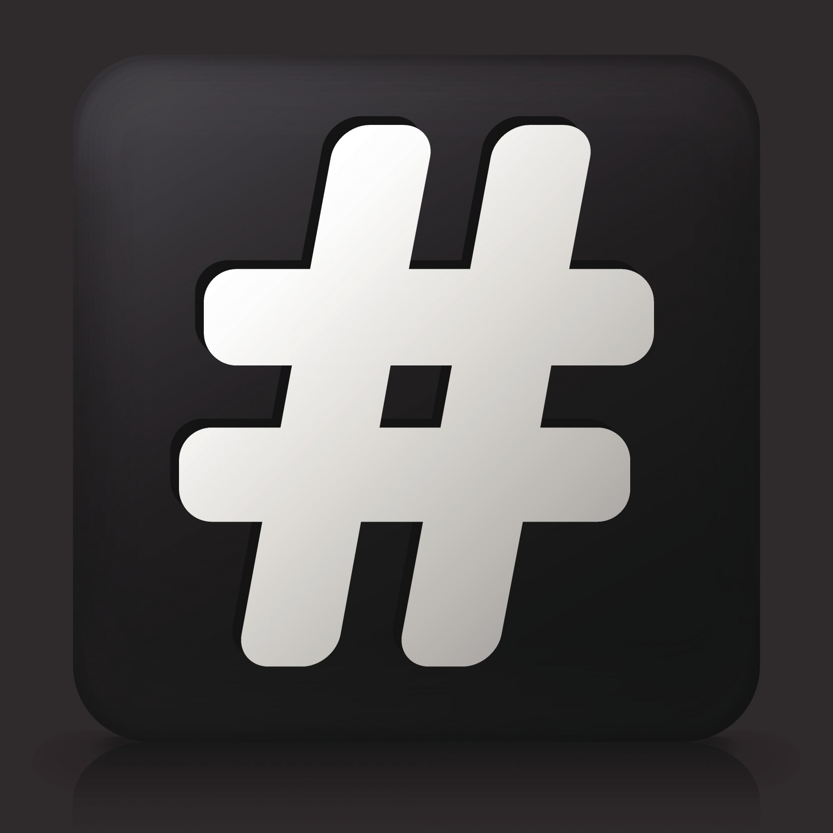 Black Square Button with Hashtag