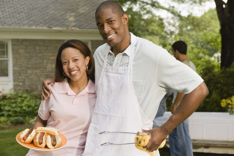 A barbecue in the front yard