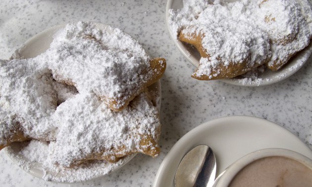 Beignets and hot chocolate are popular items at Cafe Du Monde.