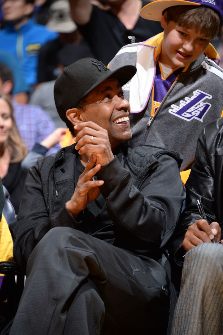 Denzel Courtside At The Lakers Game