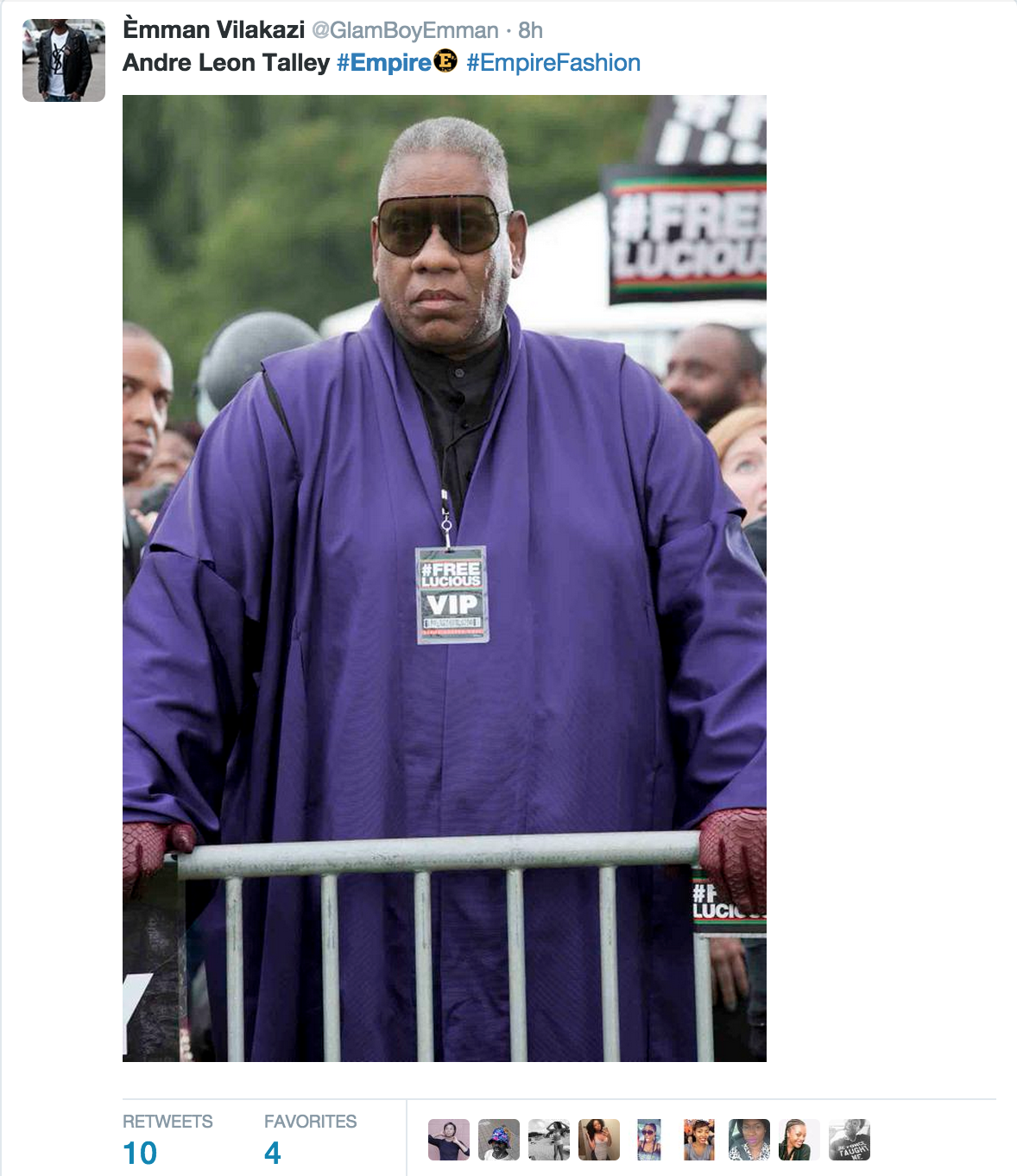 Andre Leon Talley Empire appearance in Tom Ford