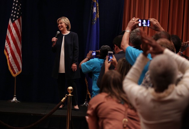 Hillary Clinton Stops By A Debate Watch Party In Vegas After Democratic Debate