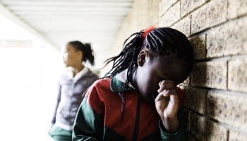 Portrait of a bullied school girl