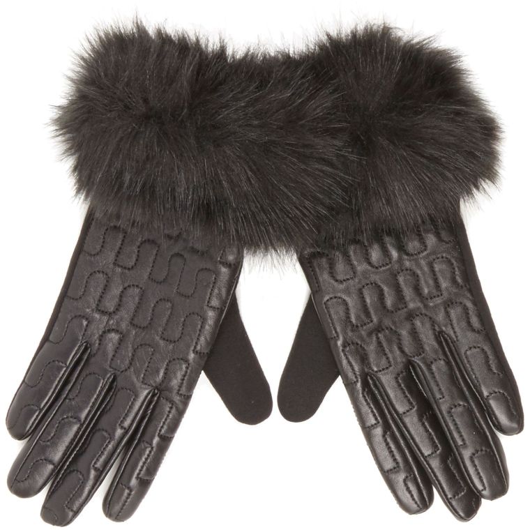 Faux Fur Trim Gloves
