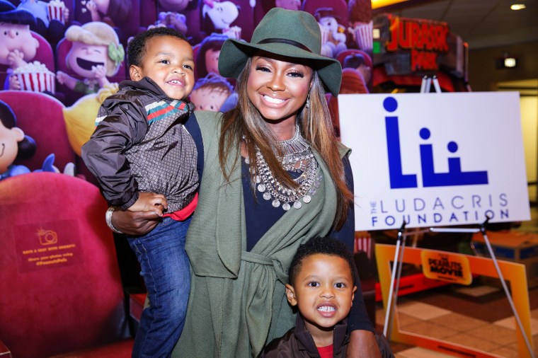 Phaedra Parks and her sons, Dylan and Ayden Attend The 'Peanuts' Movie Screening Tuesday.