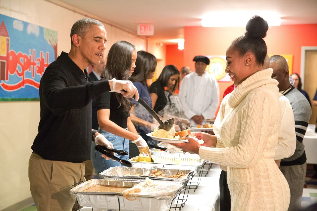 President Obama Serves Thanksgiving Meals To Homeless Veterans