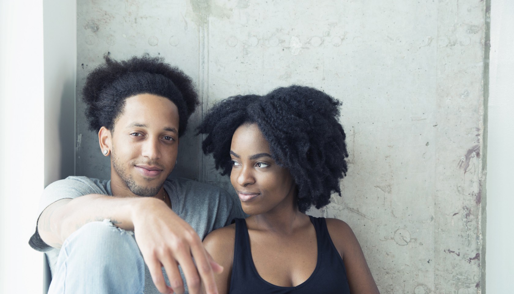 Relaxed, young African American couple