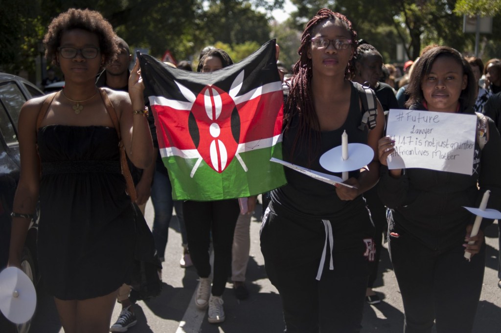Students rally in solidarity with Kenya University attack victims in Johannesburg