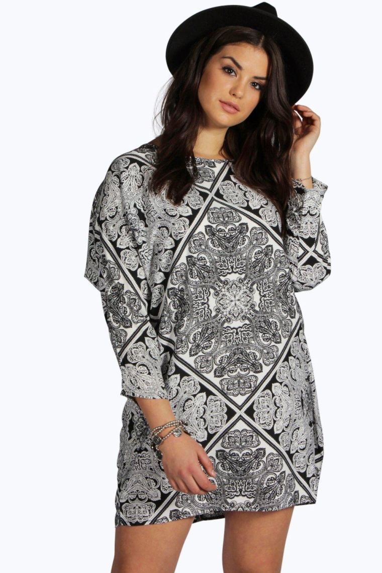 Print Long Sleeve Dress