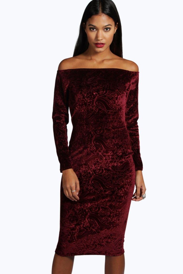 Velvet Off Shoulder Dress