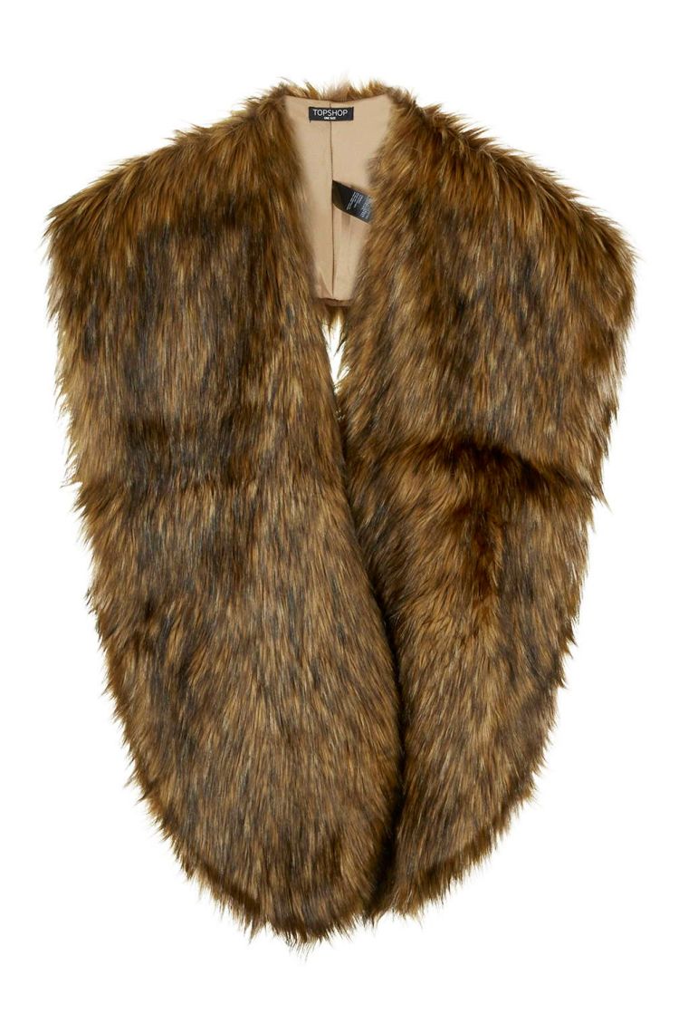 Layer a faux fur stole over coats you already own.