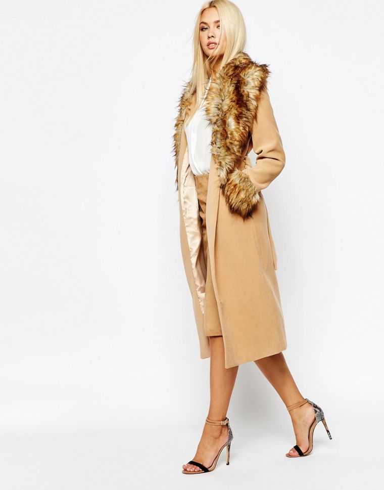 Faux Fur Collar Coat
