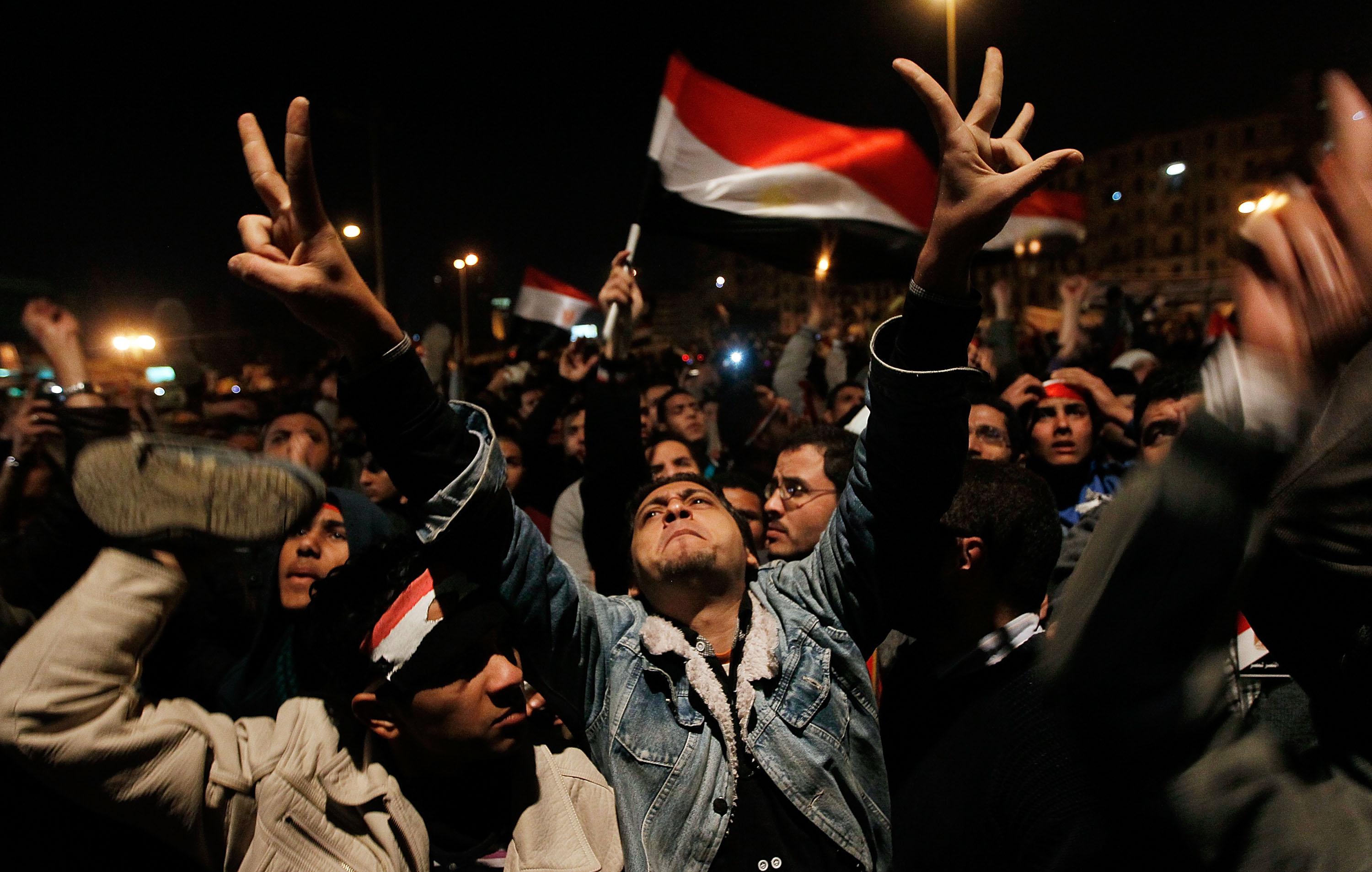 Crowds Rally In Tahrir Square As Mubarak Prepares To Address Egypt