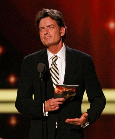Charlie Sheen as presenter during show coverage of The 63rd Annual Prime Time Emmy Awards Show on S