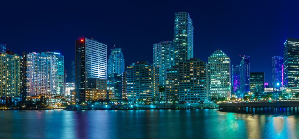 Panorama of Miami at night