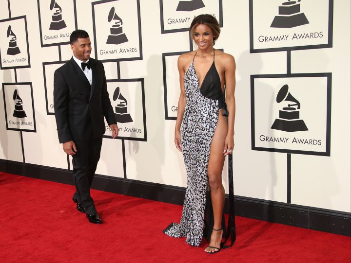 Russell Wilson and Ciara at the 58th Annual Grammy Awards