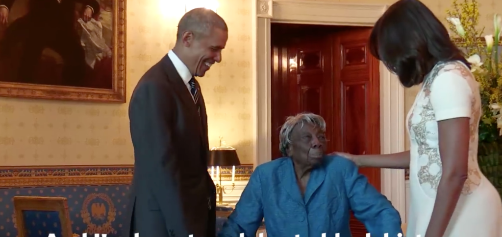 Virginia McLaurin meets President Obama