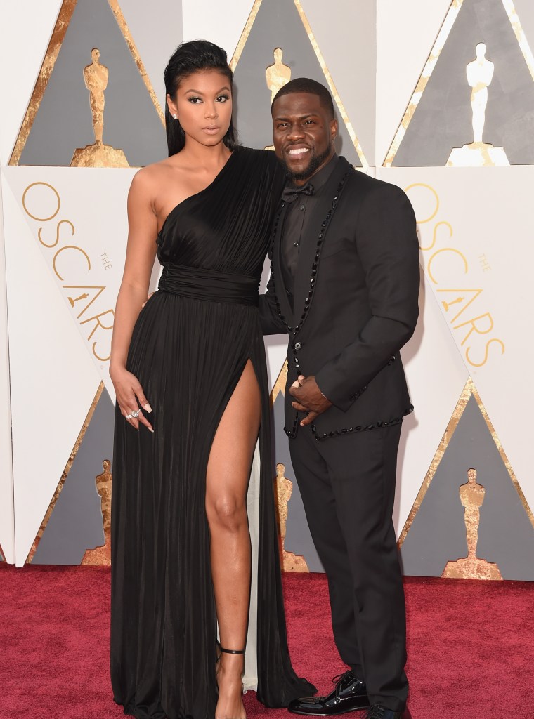 Kevin Hart (R) with fiancee Eniko Parrish