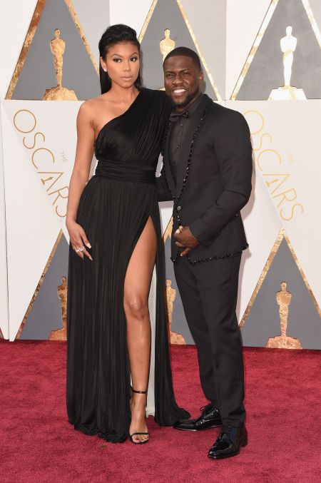 Kevin Hart (R) with fiancee Eniko Parrish