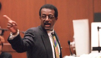Defense lawyer Johnnie Cochran Jr. points to the d