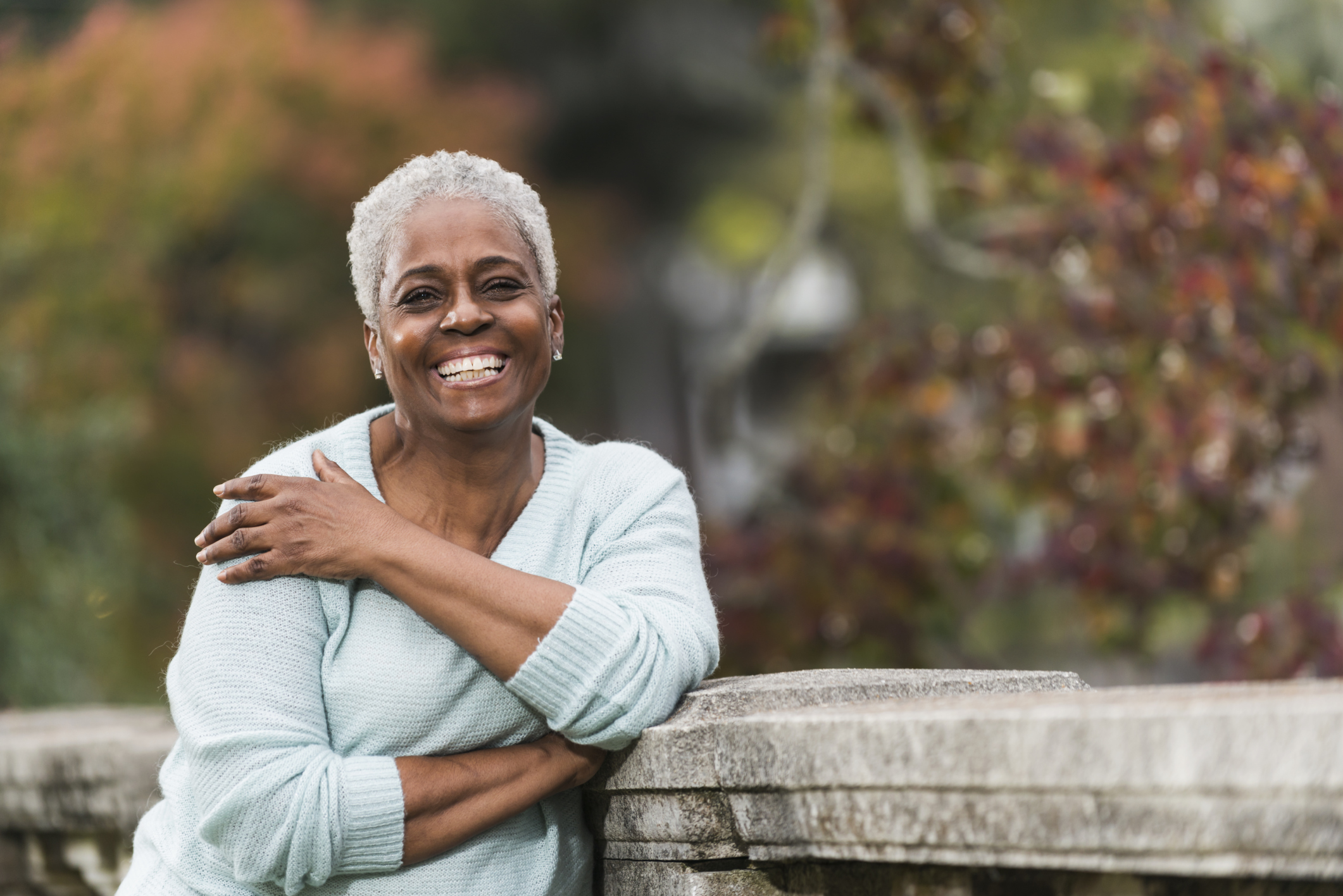 Senior African American woman at the park