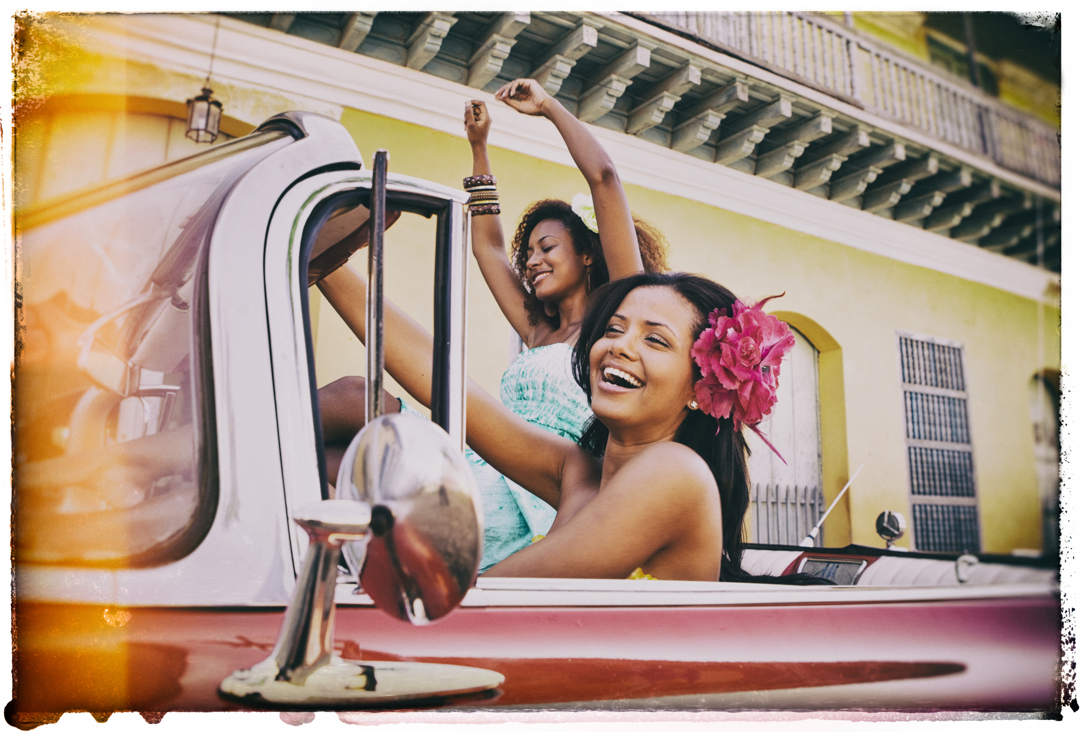 Two Young Caribbean Woman Traveling in Cuba